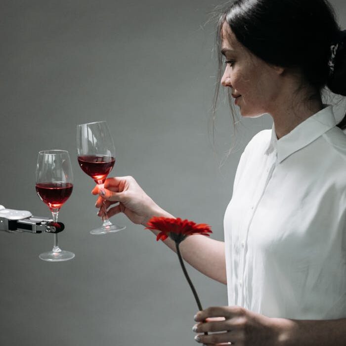 A Robot Holding a Wine