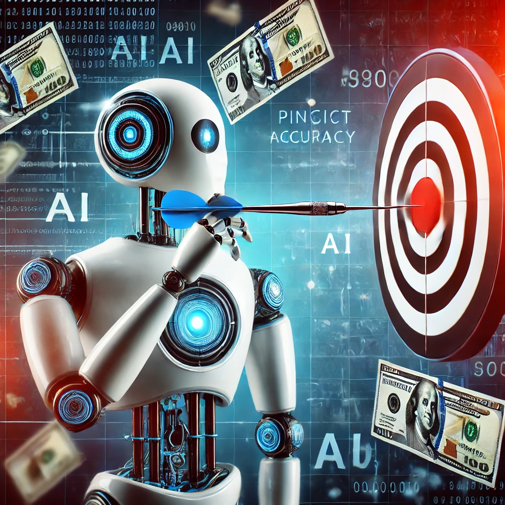 DALL·E 2024 09 26 00.26.27 A high resolution creative thumbnail for the topic Affiliate Marketing. The image should feature a precise AI robot holding a dart aiming at a tar