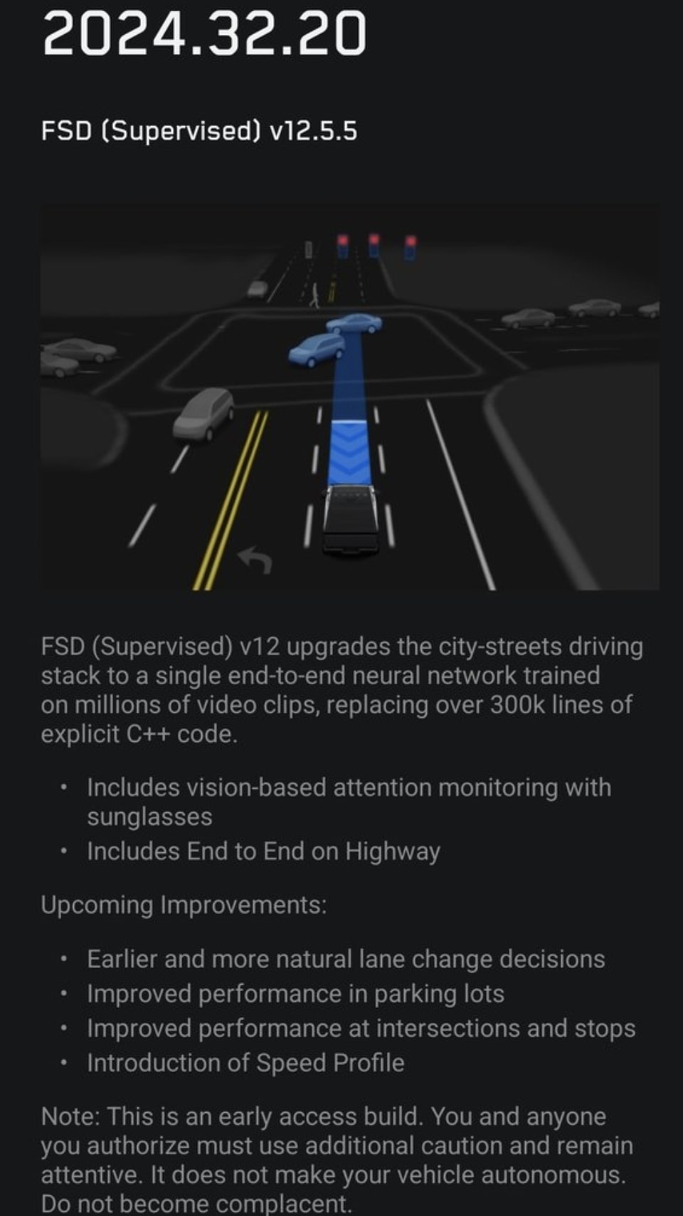 Tesla FSD 12.5.5 for Cybertruck and Merged End to End on Highway